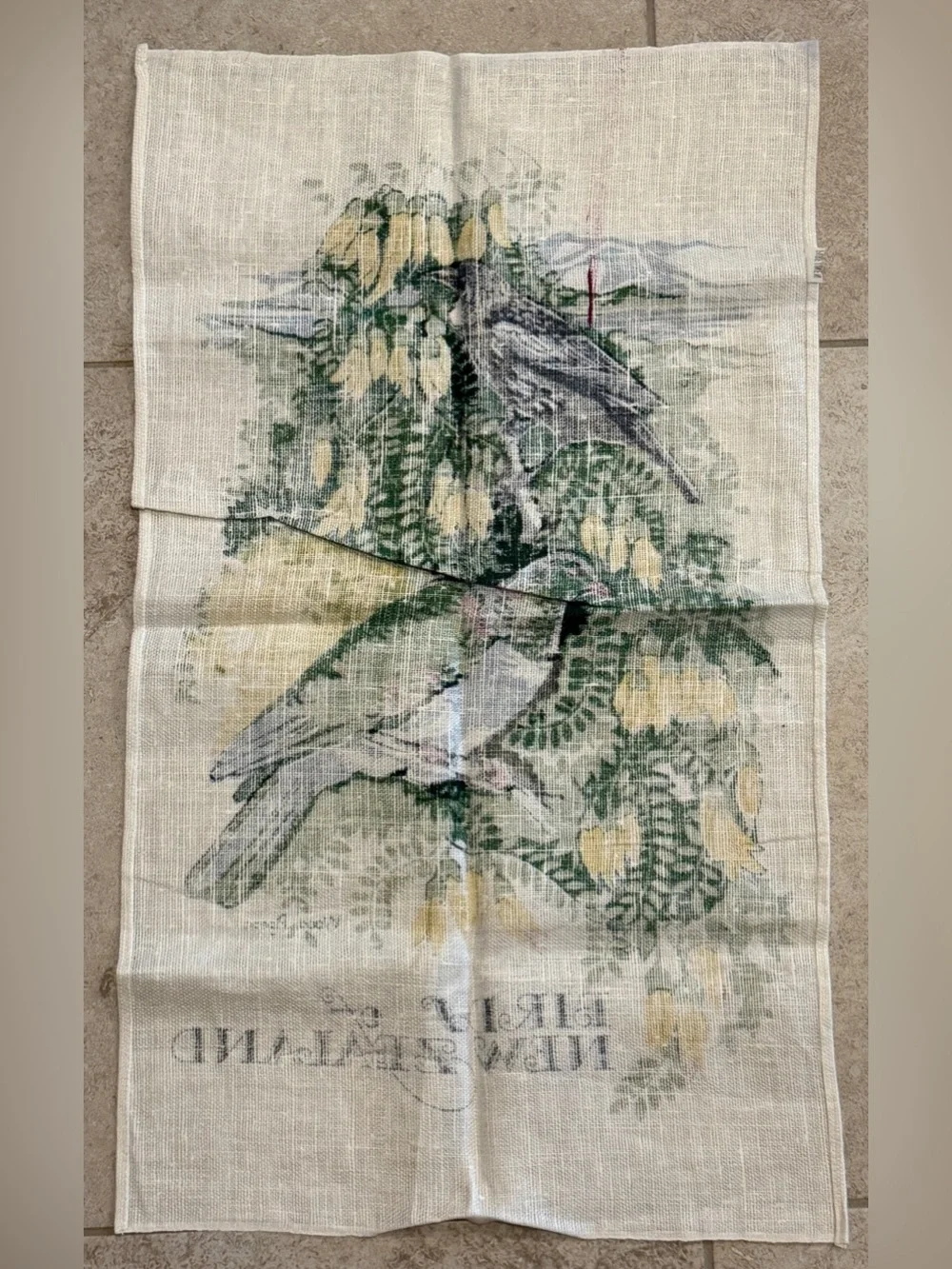 Vintage Birds of New Zealand Linen Tea Towel NEW